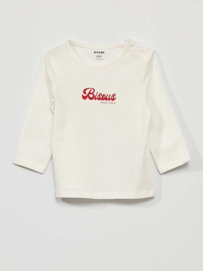 Camiseta estampada de manga larga - BLANCA