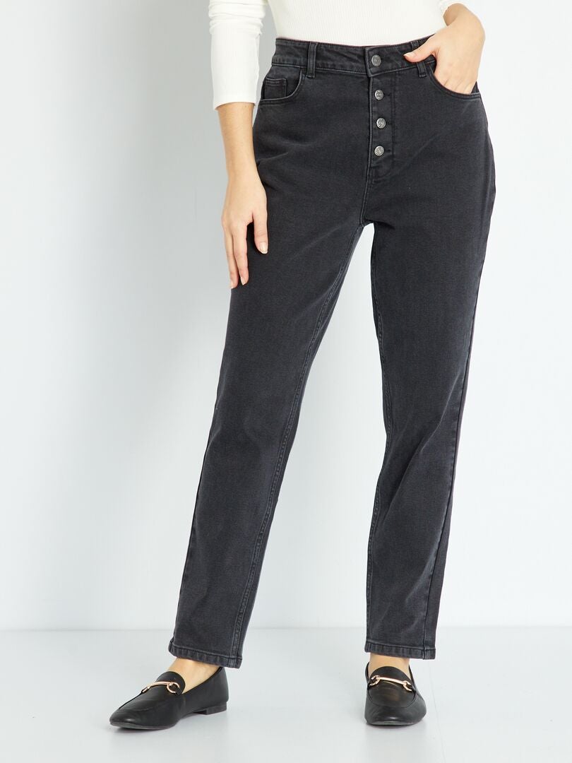 Zeer hoge taille mom jeans - L32 - ZWART