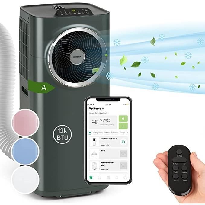 Aire acondicionado portátil Klarstein de 12000 BTU con función de ventilador y deshumidificador - Gris