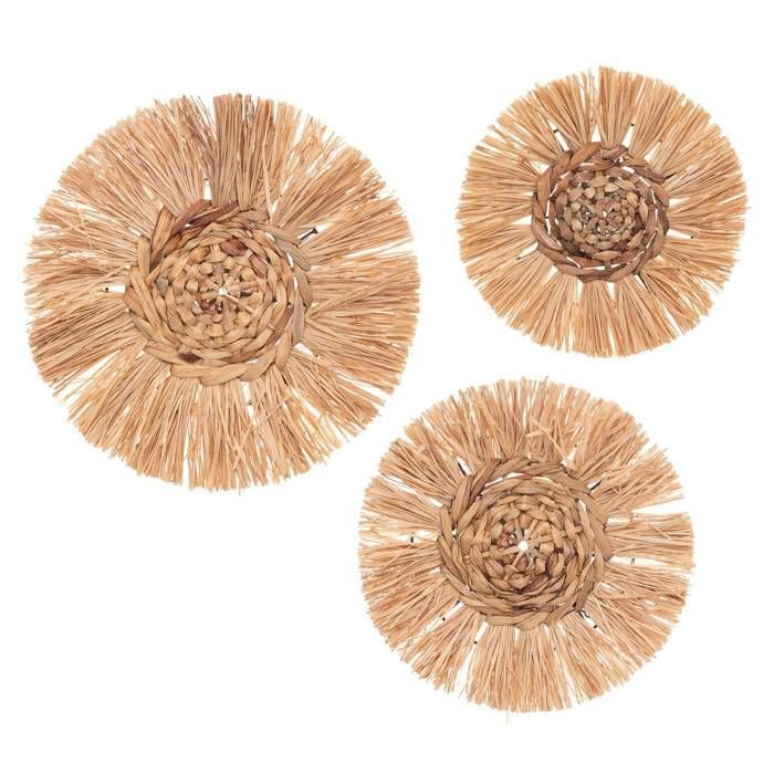 Set of 3 raffia wall decorations D25/30/36cm - Atmosphera Interior Designer