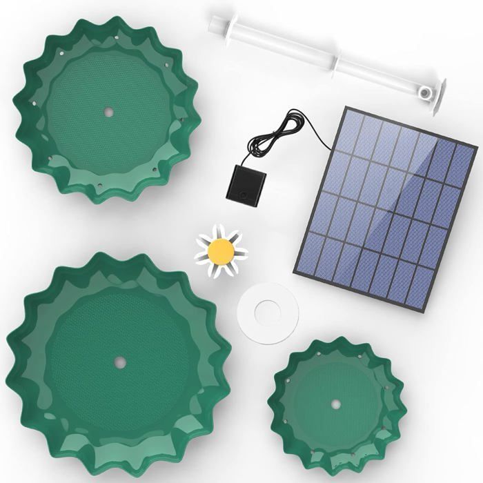 AISITIN Fontaine solaire DIY 3,5 W – 3 Niveaux, Amovible, pour Jardin, Bain d’Oiseaux, Jeu d’Eau-Salon de jardin