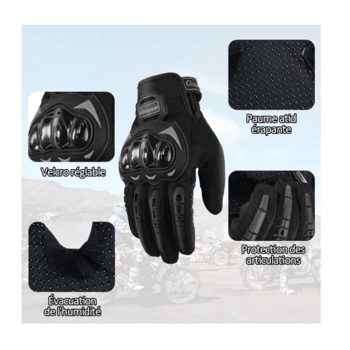 Motorcycle Gloves - BLACK - Mid-Season - Touchscreen Compatible - Breathable - Anti-Slip