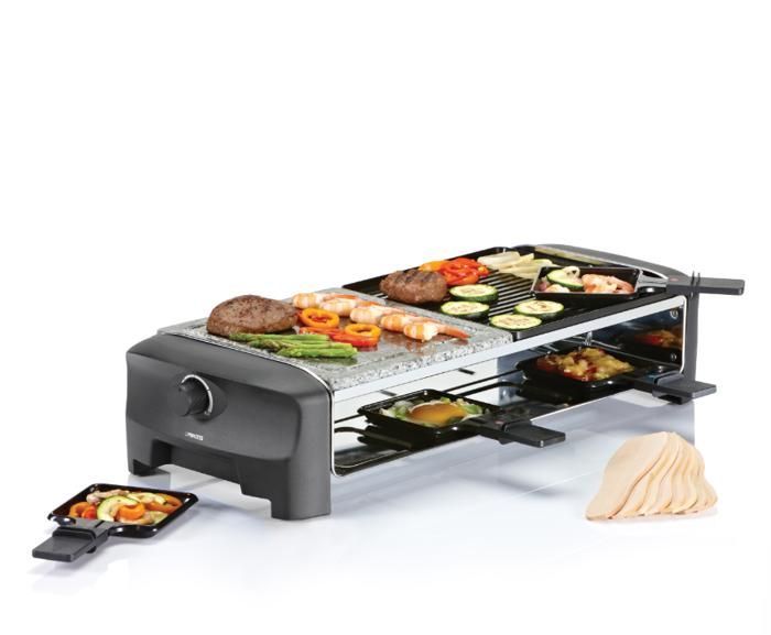 Parrilla raclette Princess Stone con 8 sartenes, 1300 W, 162820