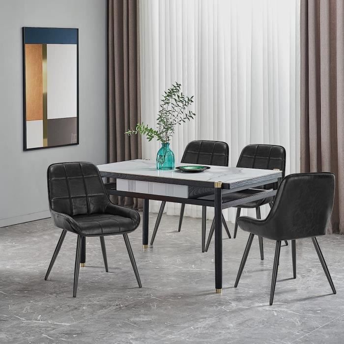 WOLTU Lot de 4 Chaises de Salle à Manger, Chaises Scandinaves en Simili Cuir, Chaise de réception, Noir W0ATT0025-4