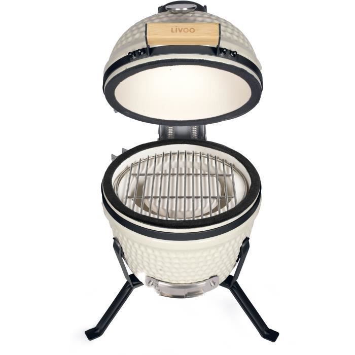 Kamado Smoker Barbecue - LIVOO - DOC330 - Beige / Schwarz
