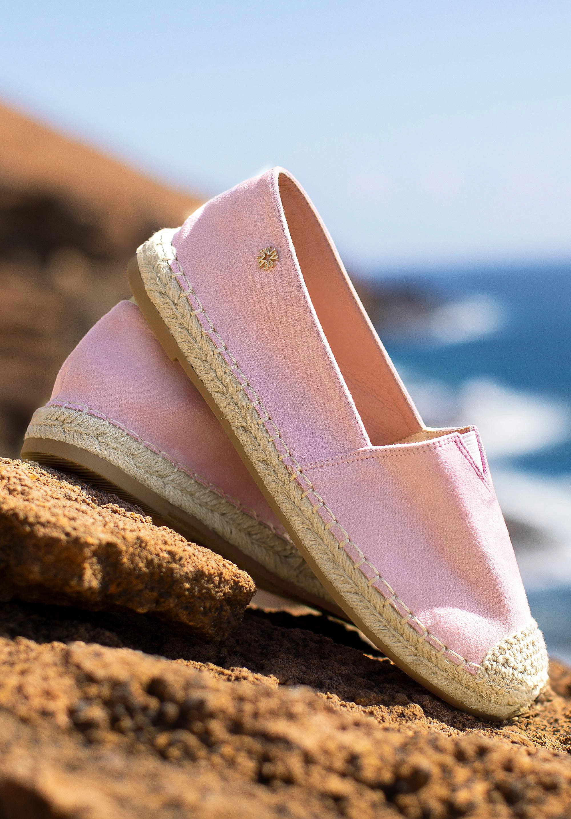 Damskie espadryle z plecionym noskiem różowe