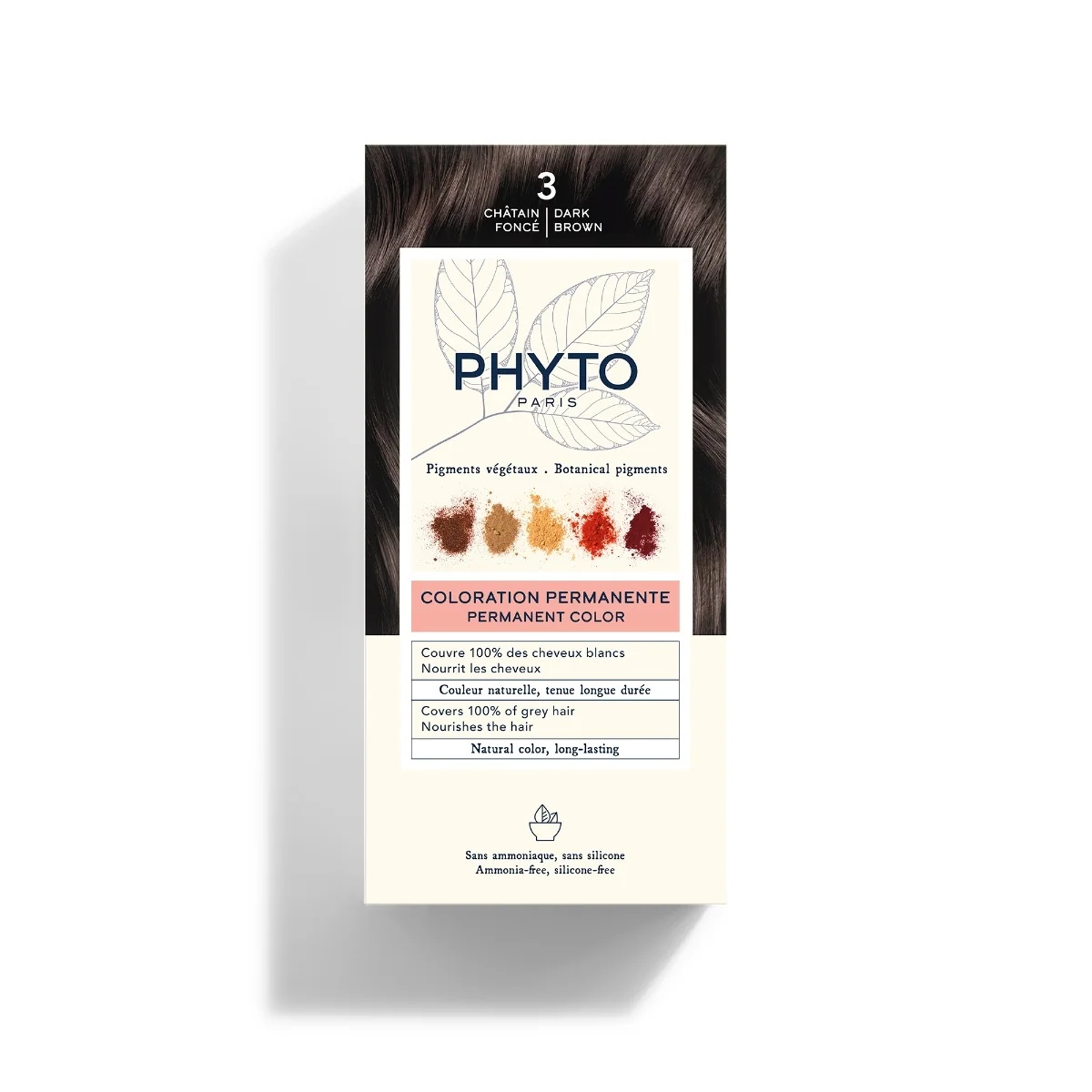 PHYTO Phytocolor 3 Coloración permanente castaño oscuro sin amoníaco 100% cobertura de canas