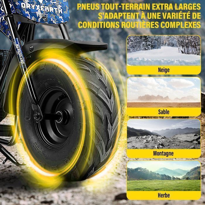 Moto Cross Enfant 105CC – Mini Dirt Bike 4 Temps – OryxEarth – À partir de 13 ans – Essence – en Bleu et Noir