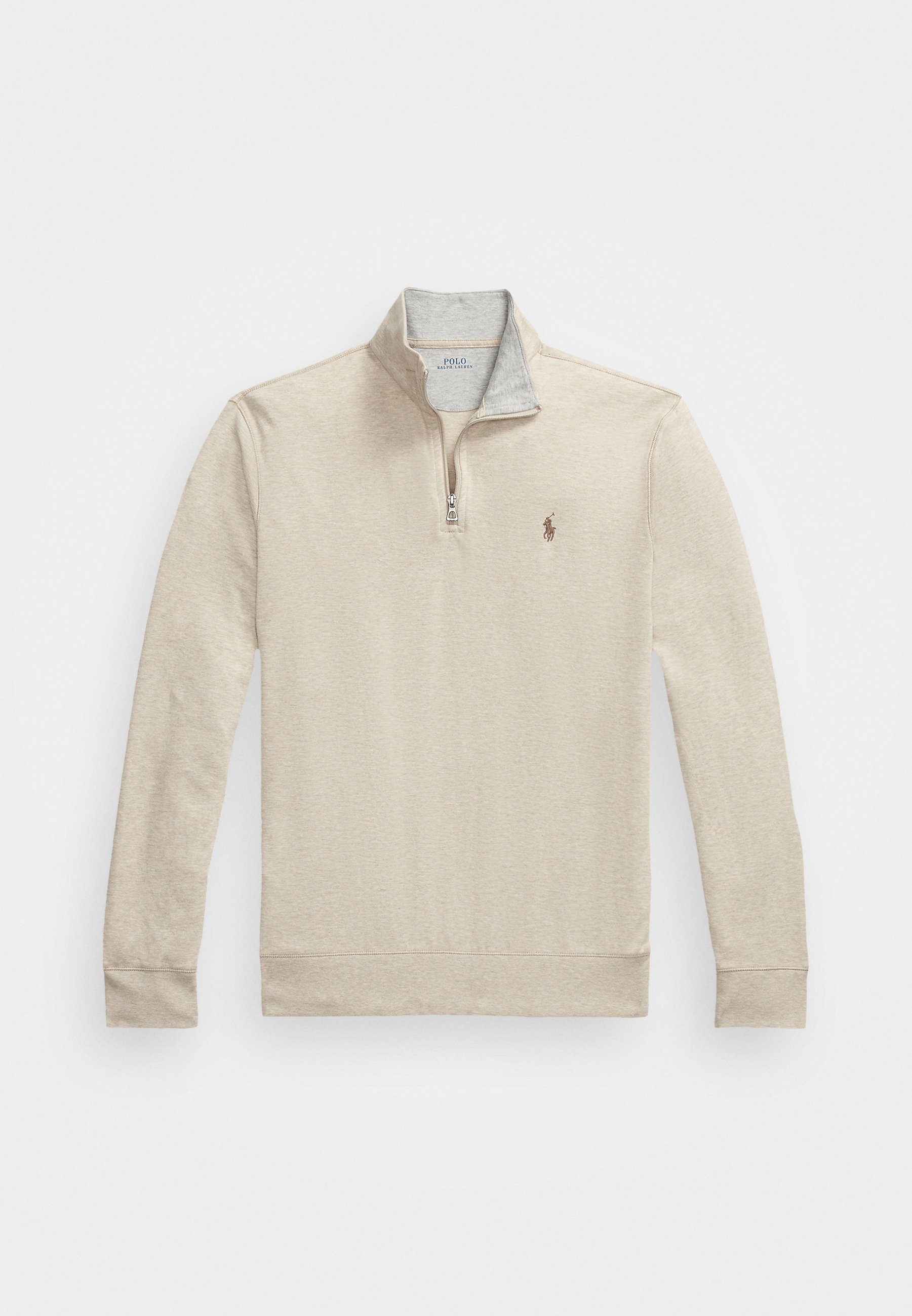 Polo Ralph Lauren LUXURY JERSEY QUARTER ZIP PULLOVER - Sweatshirt - Toscaans beige gemêleerd