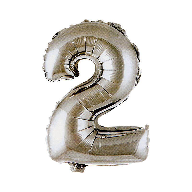 Ballon Giform en aluminium avec le chiffre 2, 1 pièce, hauteur 81 cm