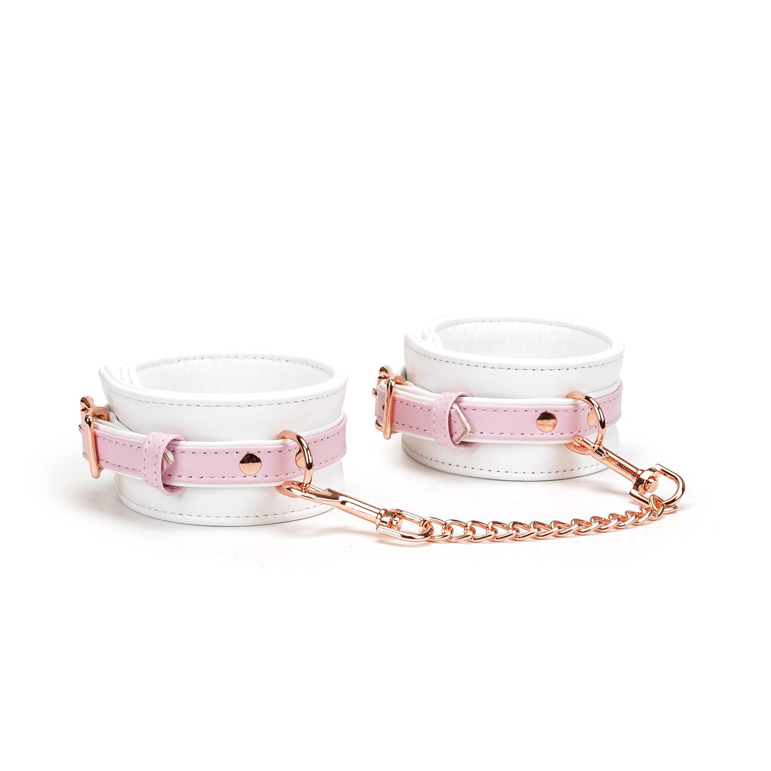 Menottes Dear Soul en peau de chèvre blanche et rose