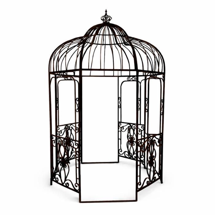 Gazebo/pergola/chiosco/riparo da giardino in ferro marrone, Ø208 x Ht.314 cm