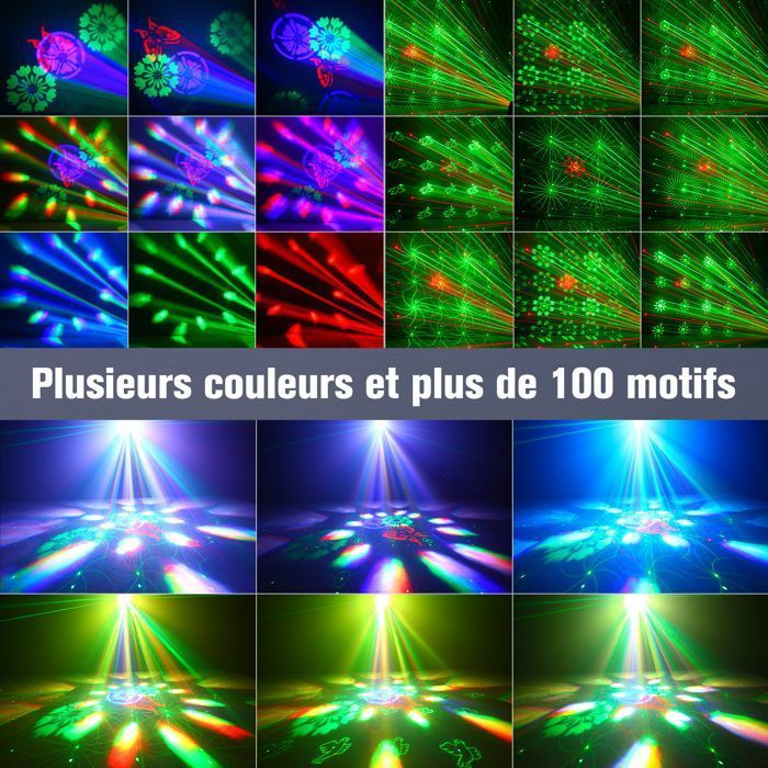 UKING Luce effetto GOBO 6 in 1, laser LED portatile - Luce da palcoscenico da 80 W