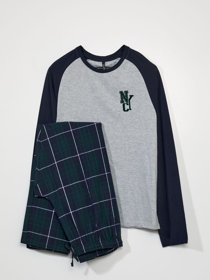 Langer Pyjama – NYC-Print – 2-teilig – BLAU