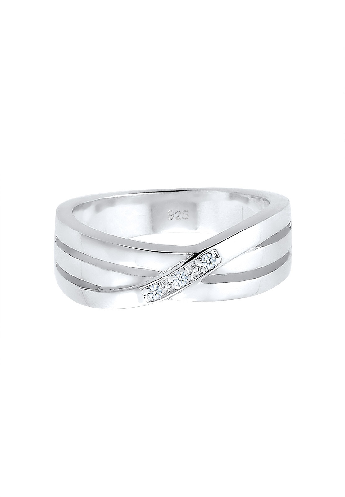 Elli DIAMONDS Femmes Cross Over fiançailles avec diamant (0.015 ct.) en argent sterling 925