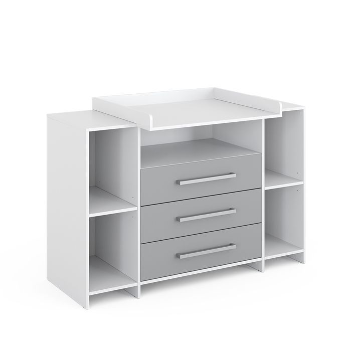 Oskar XL Changing Table 143x100cm with Drawers, White/Grey, Vicco 40349