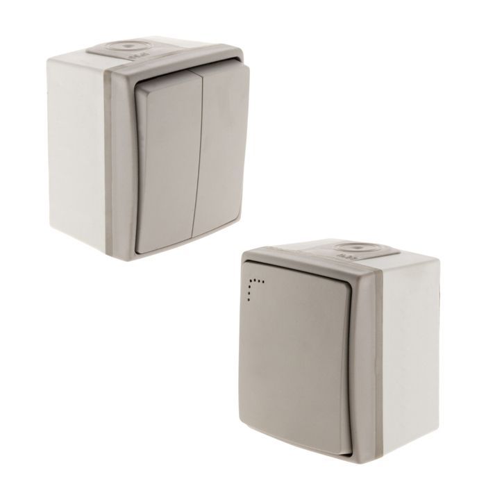 Interruptor doble bidireccional Zenitech + pulsador IP55