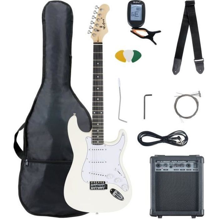 White Electric Guitar Pack - McGrey Rockit - Complete Electric Guitar Kit with 10W Amplifier, Gig Bag, Tuner and Strap