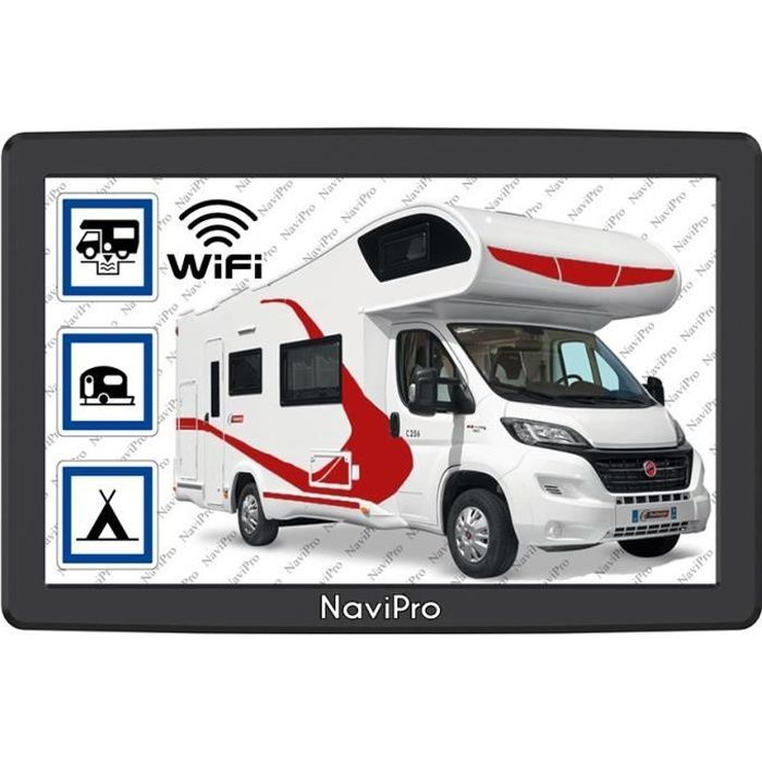 9-inch NaviPro PND GPS voor campers, magnetische zuignaphouder, Europa + Marokko, Rusland, Turkije, campings - WiFi-update