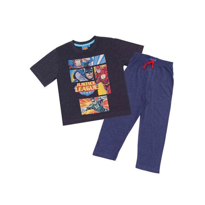 Justice League Boys' Pyjama Set with Long Trousers, Batman, Superman, and Flash, 2-Piece Set, 116 cm