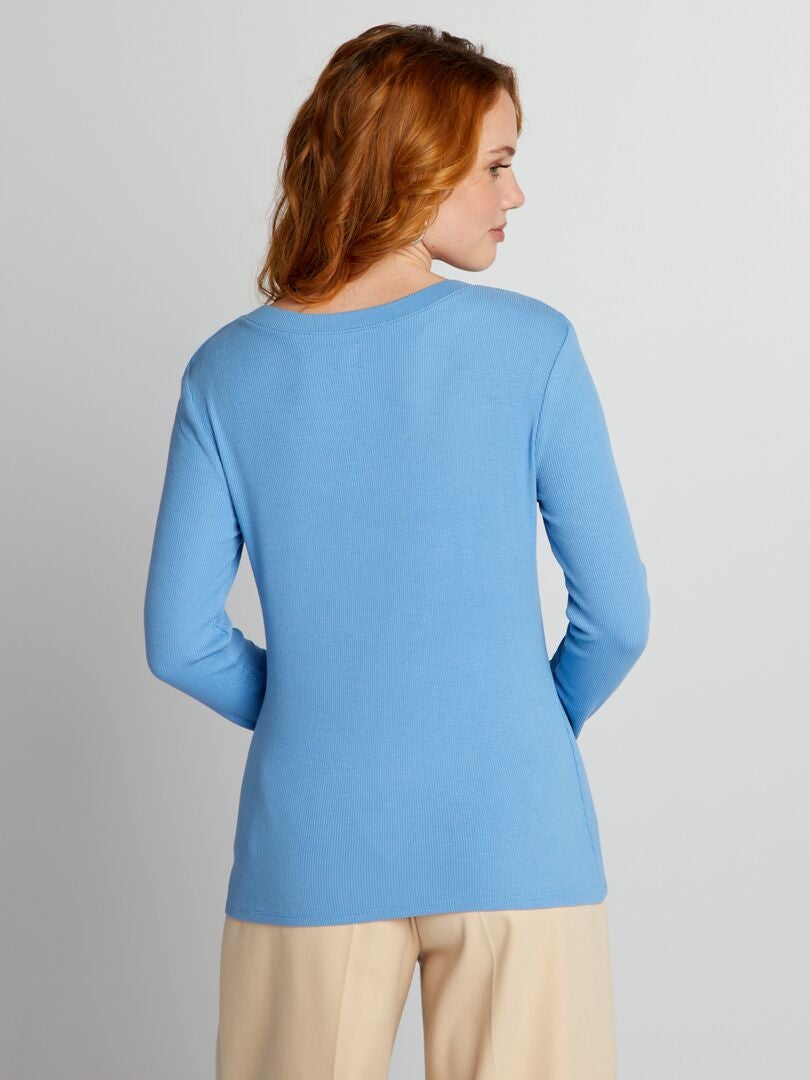 Camiseta de punto elástico acanalado - AZUL