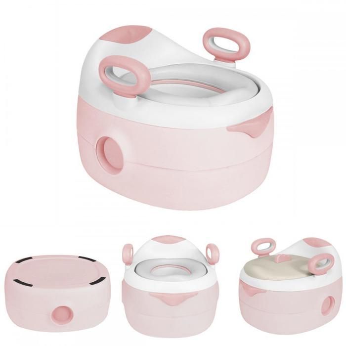 JEOBEST Orinal infantil 3 en 1, reductor de asiento de inodoro, taburete antideslizante, inodoro para bebés y niños pequeños de 12 a 36 meses, rosa