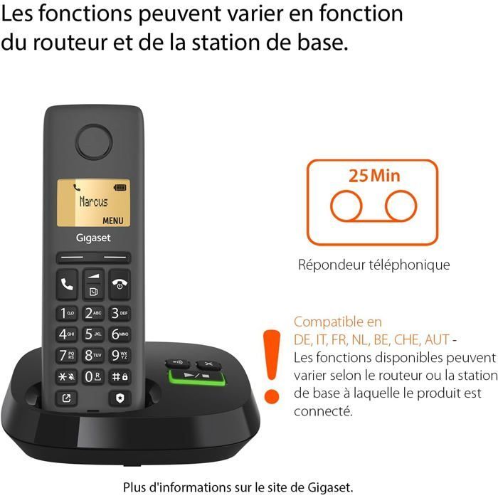 Draadloze telefoon met antwoordapparaat - SVATV - Gigaset PURE 120A Duo - Geschikt voor hoortoestellen - Gespreksbeveiliging