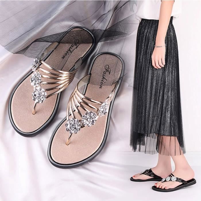 Chanclas para mujer - Marca - Modelo - Dorado - Playa - Antideslizantes