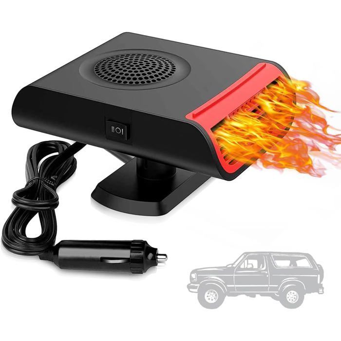 Calefactor portátil de 12 V para coche y descongelador de parabrisas: ventilador 2 en 1 para mayor comodidad en cualquier estación del año en coches y campings (Label)
