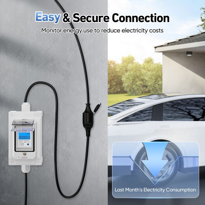 Compteur électrique numérique mobile 230 V 60 A, extérieur, KWH, étanche IP67, prise industrielle, LED, avec réinitialisation