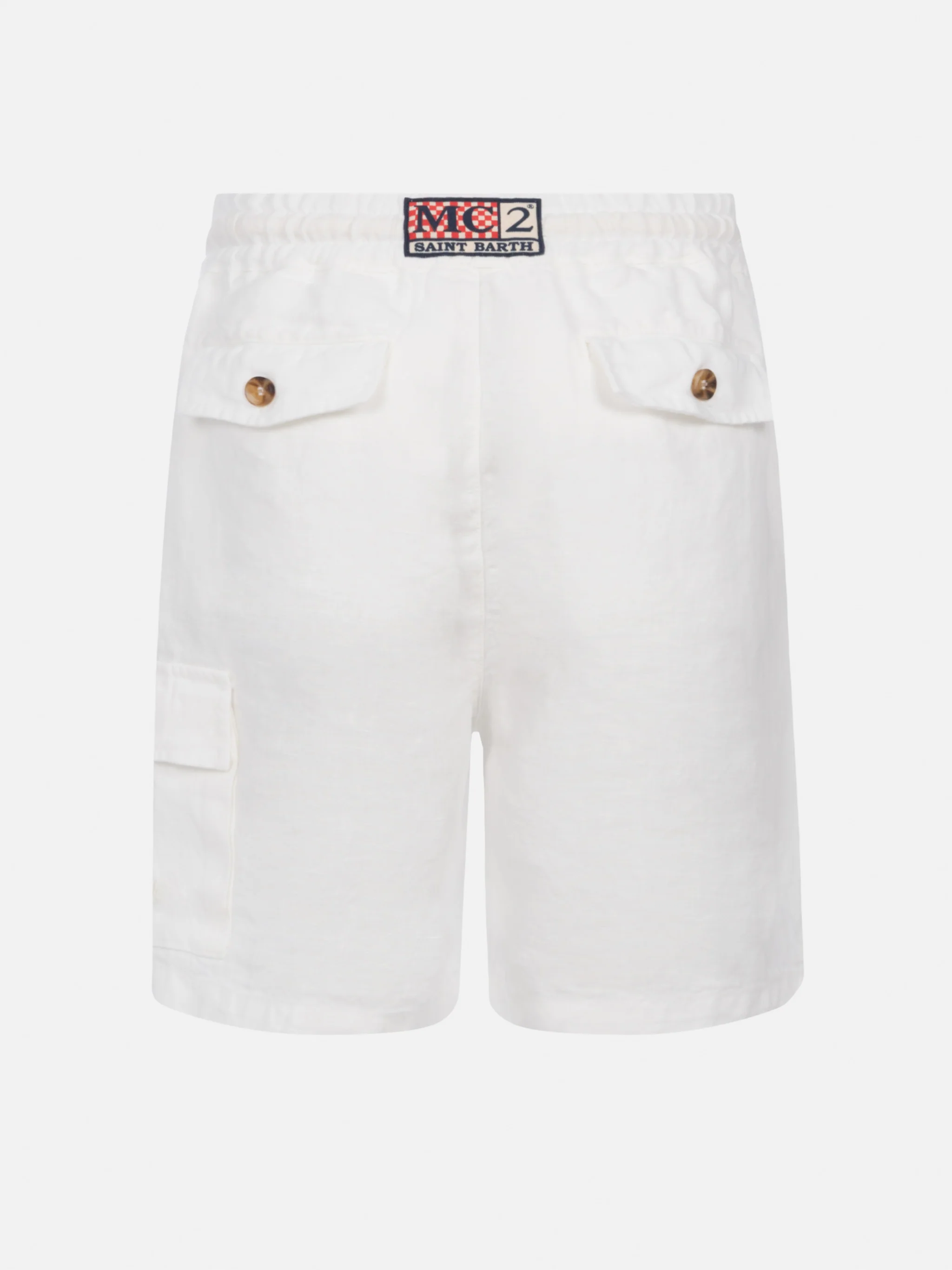 Bermuda Marseille Jr. de lino blanco