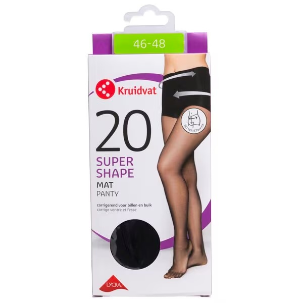 Kruidvat Super Shape mat hlačne nogavice 20 Den črne barve, velikost 46-48