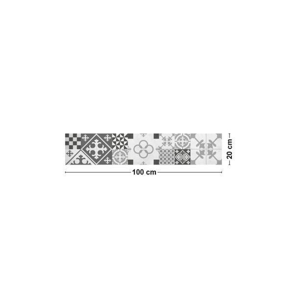 Crédence alu - Carreaux de Ciment PATTY Gris - Compatible toutes plaques - Bandes adhésives fournies