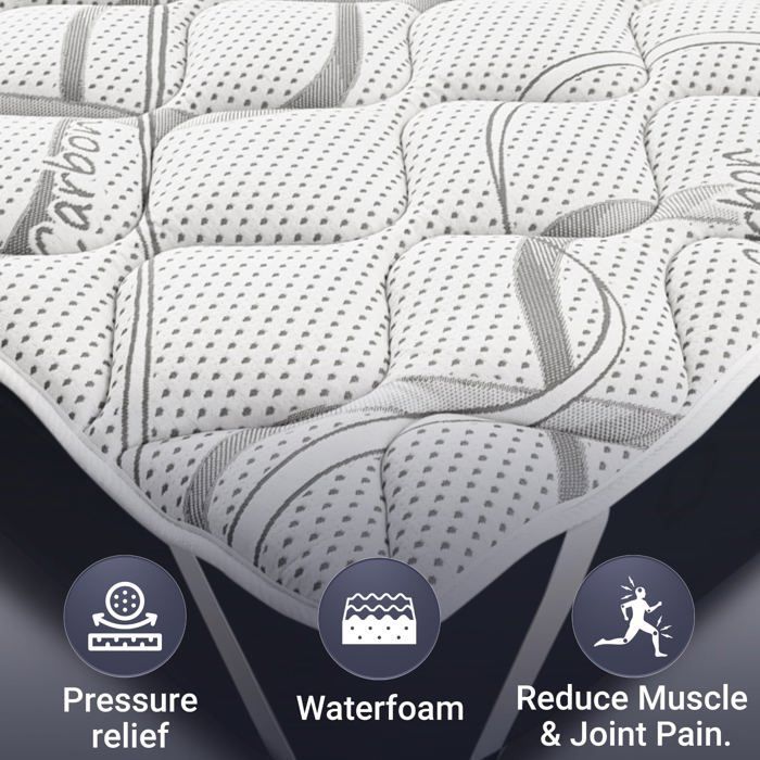 Surmatelas Ergonomique - THE WHITE STONE - Topper Carbon - 180 x 200 cm - Mousse à Mémoire - Hypoallergénique