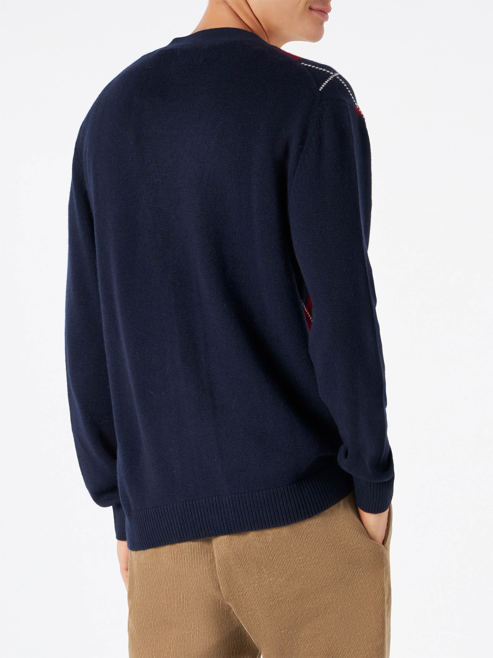 Herren-Strickjacke mit Rautenmuster