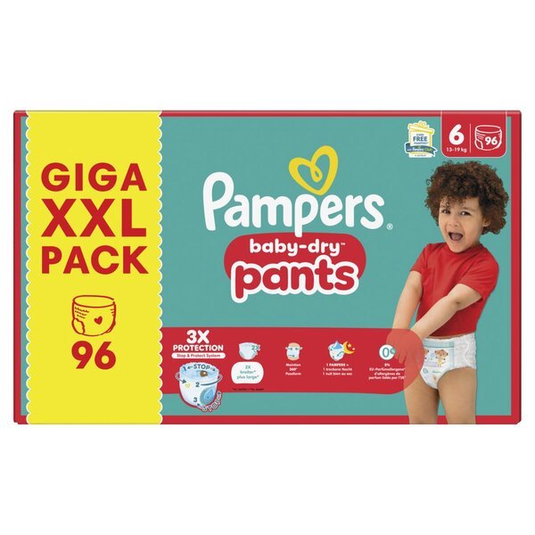 Pampers Baby-Dry Pants velikost 6 plenice za dojenčke, velikost 6 (13–19 kg), 96 kosov