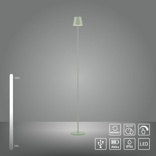 Lampă de podea Buria LED cu baterii, verde