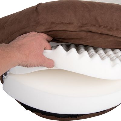 Oval hundeseng med memory foam - brun