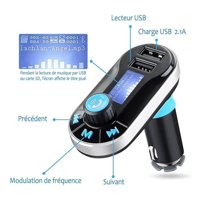 KARYLAX Bluetooth Car Hands-Free Kit - FM Transmitter, USB Charging, Grey