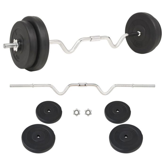 Juego de mancuernas vidaXL de 30 kg para entrenamiento de fuerza y fitness, barras y discos de peso 91399