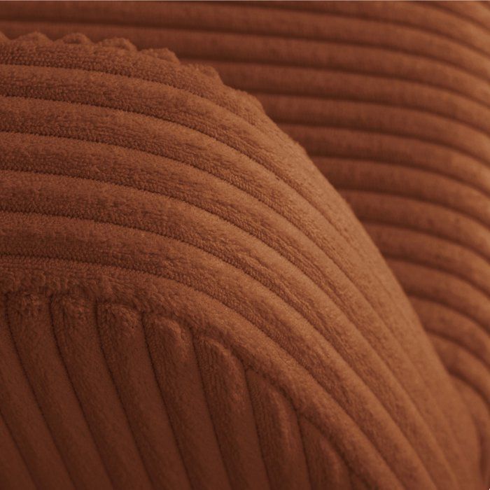 Canapé d'angle fixe - 3 places - CHIPY - Tissu Lincoln Terracotta - Pieds bois nature - 192 x 82 x 138 cm