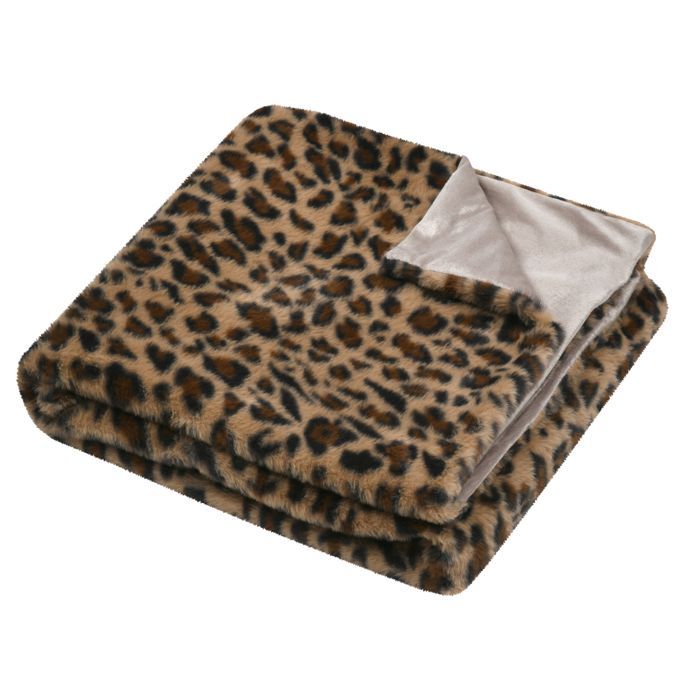 Leopardenmuster-Decke – Felloptik, Hellbraun, 130 x 160 cm