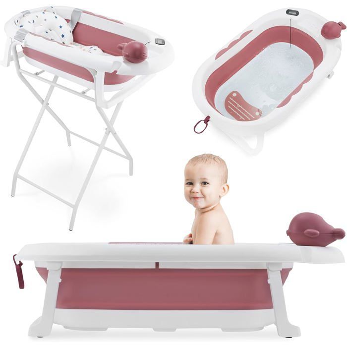 Folding baby bathtub - Moby-System - Holly - LCD thermometer - Soft cushion - Metal stand