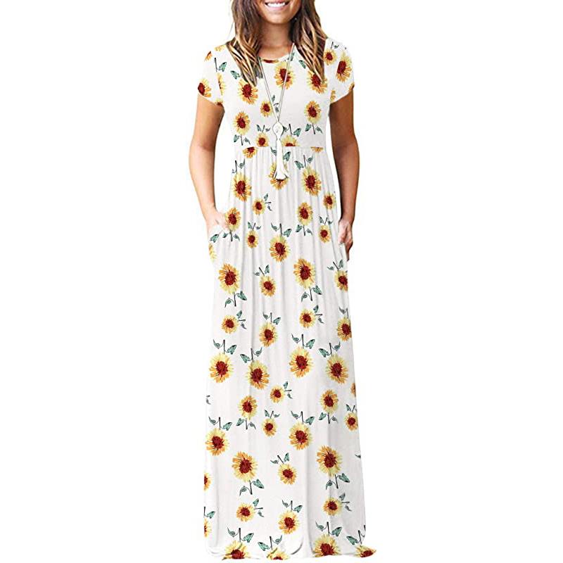 Maxi Dresses Short Sleeves with Pockets