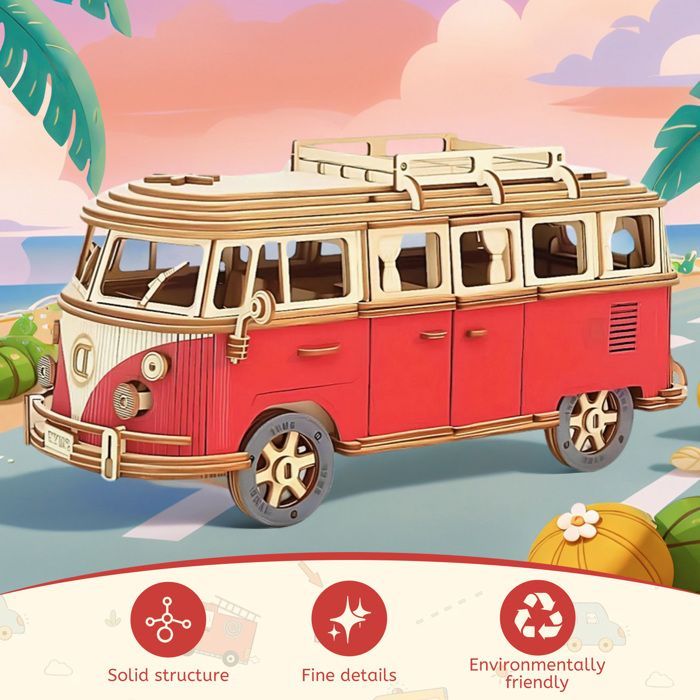Puzzle 3D Maquette Bus en Bois a Construire Adulte -Construction Bois Modelisme Maquette Adulte, Cadeaux pour Adultes Et Adolescents