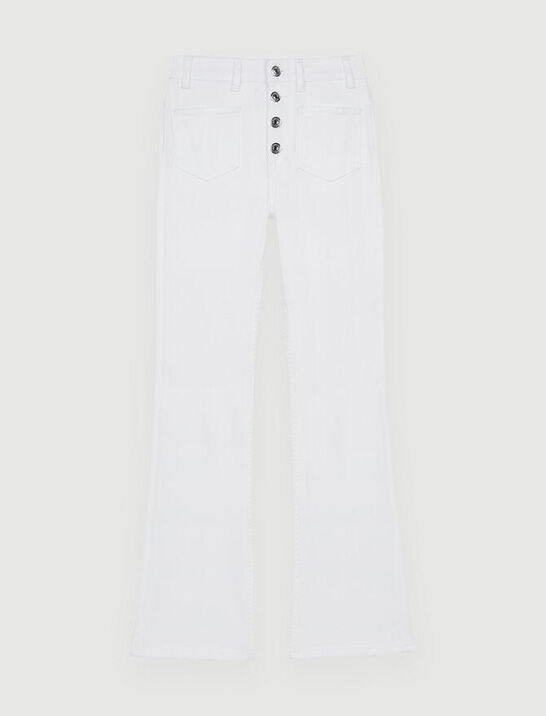 Bell-bottom jeans met zakken en knopen - Wit