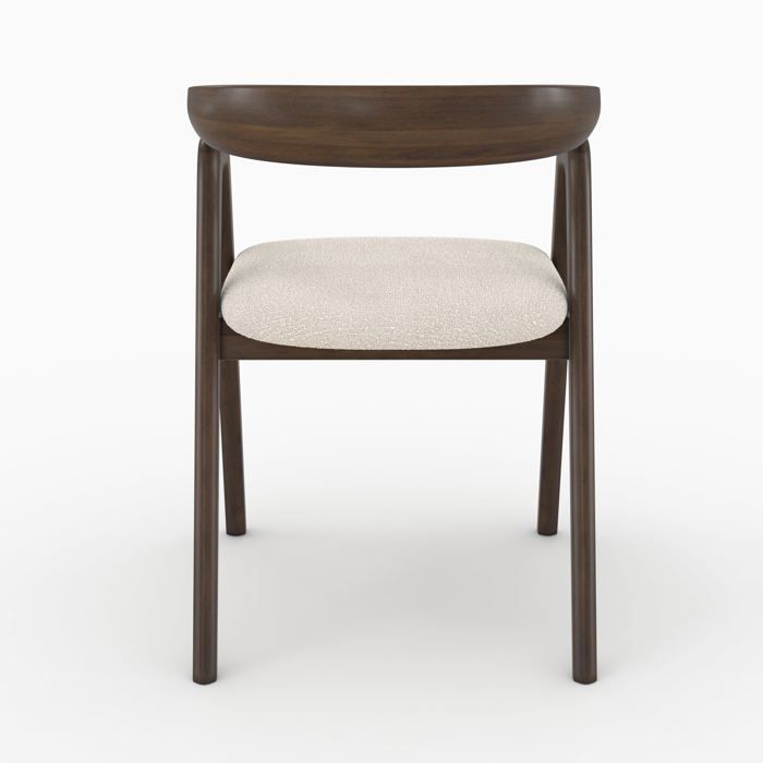 Stoel in donker rubberhout en crème bouclé stof - Hawa - Rendez-Vous Déco