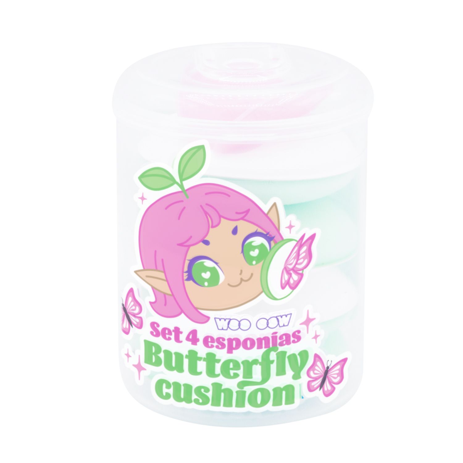 Sada 4 hubiek na make-up v tvare motýľa Špongie na make-up