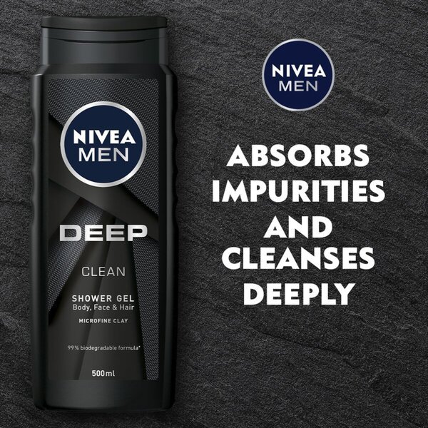 NIVEA Men Deep Clean 3-v-1 gel za prhanje<br>250 ml - Normalna koža