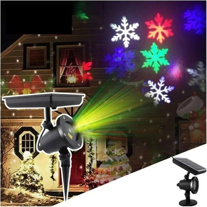 Projecteur Décoration Noël, Flocons Neige Solaire, Chutes Neige Étanche, Lampe Paysage Extérieur Fête Noël